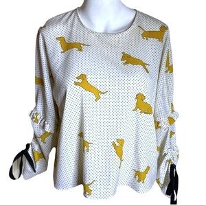 Zara Woman Blouse Dachshund Print Size S
